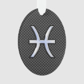Pisces Zodiac Sign in Carbon Fibre Style Ornament (voorkant)