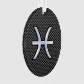 Pisces Zodiac Sign in Carbon Fibre Style Ornament (voorkant)