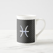 Pisces Zodiac Sign in Carbon Fibre Style Porselein Kop (Rechts)