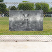 Pisces Zodiac Sign in Grunge Silver Steel Style Spandoek (Insitu)