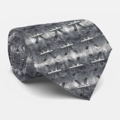 Pisces Zodiac Sign in Grunge Silver Steel Style Stropdas (Opgerold)