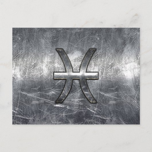 Pisces Zodiac Sign in grunge steel style Briefkaart (Voorkant)