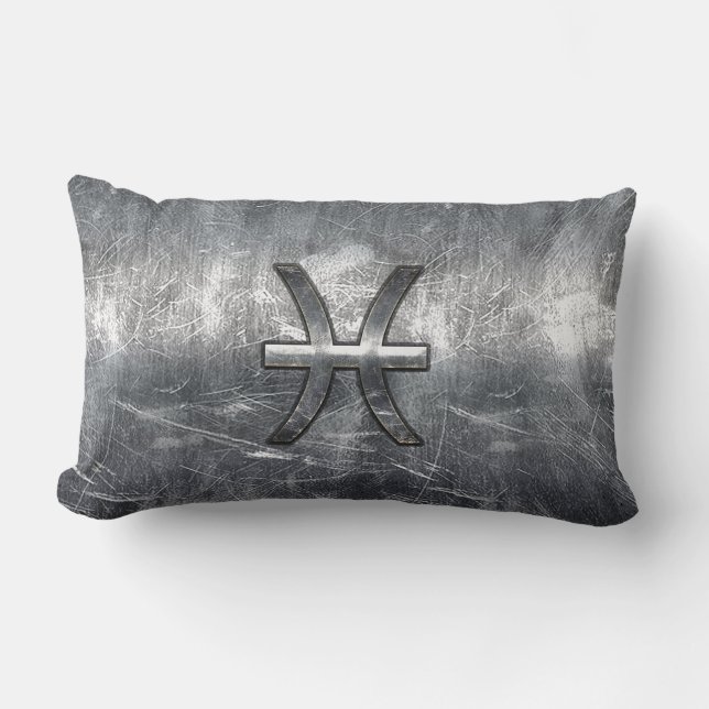 Pisces Zodiac Sign in grunge steel style decor Kussen (Voorkant)