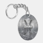 Pisces Zodiac Sign in grunge steel style decor Sleutelhanger (Voorkant Links)