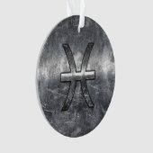 Pisces Zodiac Sign in grunge steel style Ornament (voorkant)