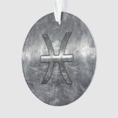 Pisces Zodiac Sign in grunge steel style Ornament (voorkant)
