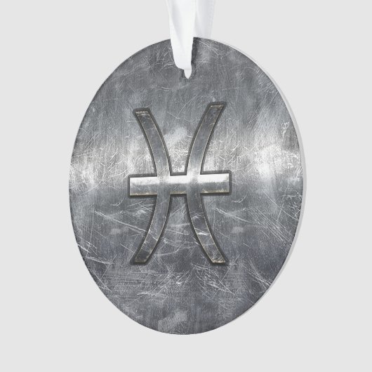 Pisces Zodiac Sign in grunge steel style Ornament (voorkant)