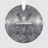Pisces Zodiac Sign in grunge steel style Ornament (voorkant)