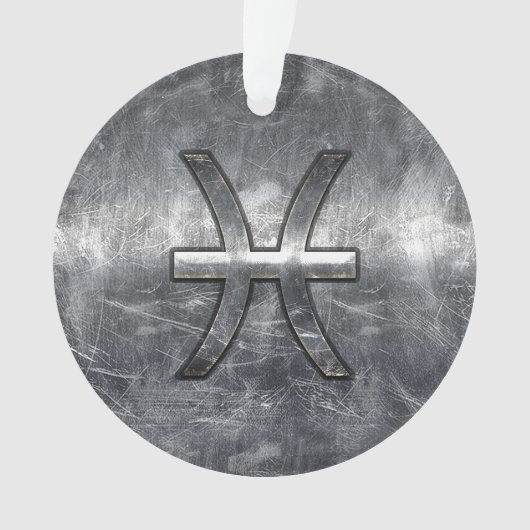 Pisces Zodiac Sign in grunge steel style Ornament (voorkant)