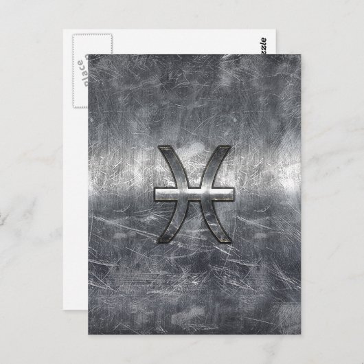 Pisces Zodiac Sign in grunge steel style print Briefkaart (Voorkant / Achterkant)