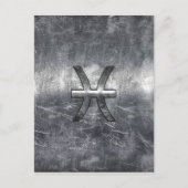 Pisces Zodiac Sign in grunge steel style print Briefkaart (Voorkant)