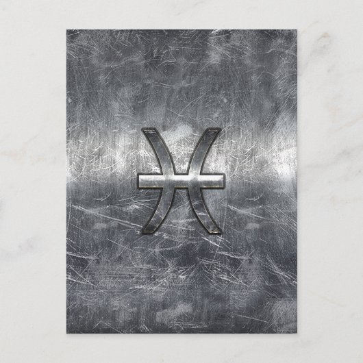 Pisces Zodiac Sign in grunge steel style print Briefkaart (Voorkant)