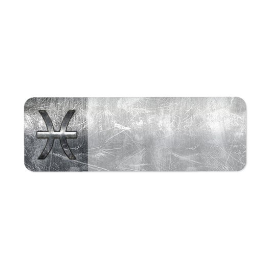 Pisces Zodiac Sign in grunge steel style print Etiket (Voorkant)