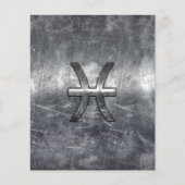 Pisces Zodiac Sign in grunge steel style print Flyer (Voorkant)