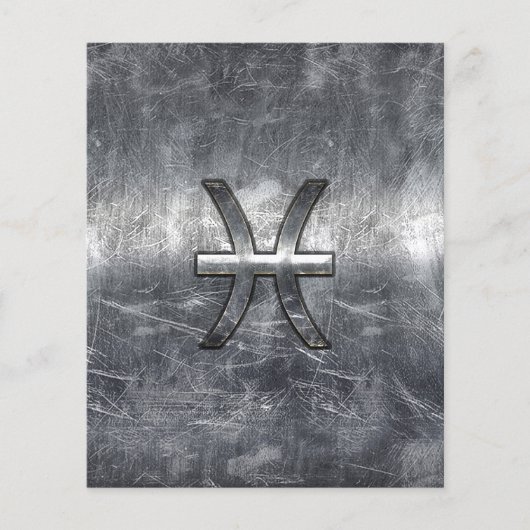 Pisces Zodiac Sign in grunge steel style print Flyer (Voorkant)