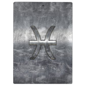 Pisces Zodiac Sign in grunge steel style print Klembord (Achterkant)