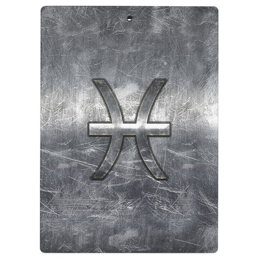 Pisces Zodiac Sign in grunge steel style print Klembord (Achterkant)
