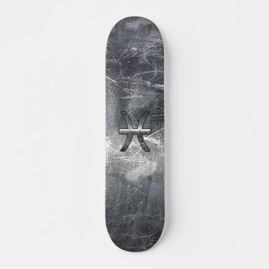 Pisces Zodiac Sign in grunge steel style Skateboard (Voorkant)