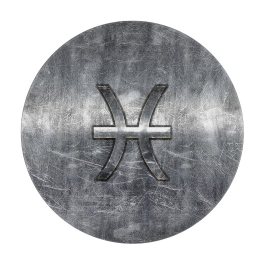 Pisces Zodiac Sign in grunge steel style Snijplank (Voorkant)