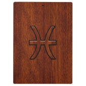 Pisces Zodiac Sign in Mahogany wood grain style Klembord (Achterkant)