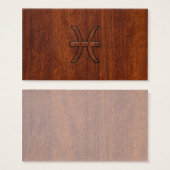 Pisces Zodiac Sign in Mahogany wood grain style Visitekaartjes (Voorkant /achterkant)