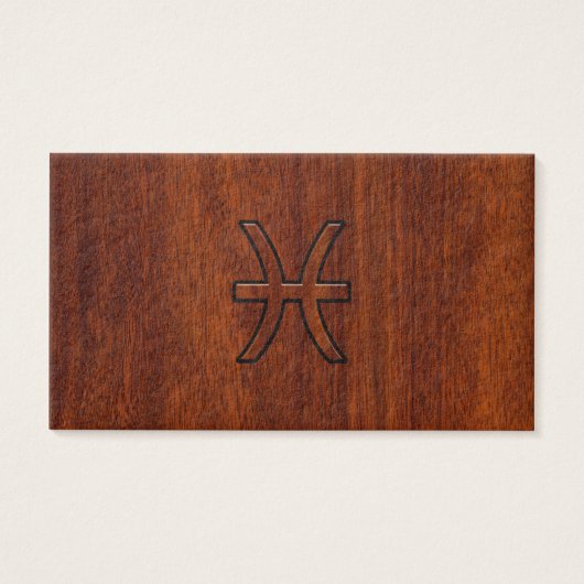 Pisces Zodiac Sign in Mahogany wood grain style Visitekaartjes (Voorkant)