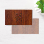 Pisces Zodiac Sign in Mahogany wood grain style Visitekaartjes (Bureau)