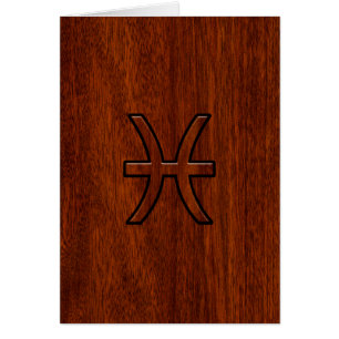 Pisces Zodiac Sign in Mahogany Wood Style