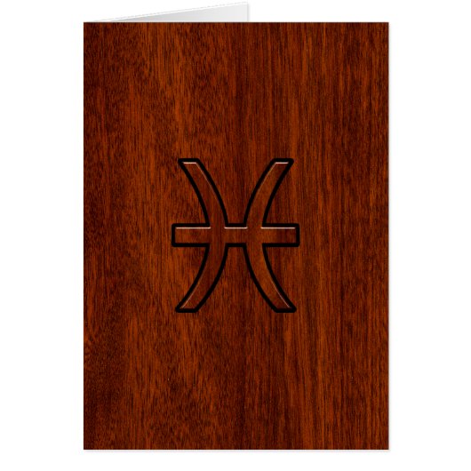 Pisces Zodiac Sign in Mahogany Wood Style (Voorkant)