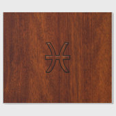 Pisces Zodiac Sign in Mahogany Wood Style Cadeaupapier (Vlak)