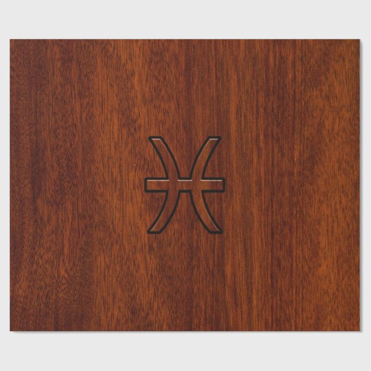 Pisces Zodiac Sign in Mahogany Wood Style Cadeaupapier (Vlak)