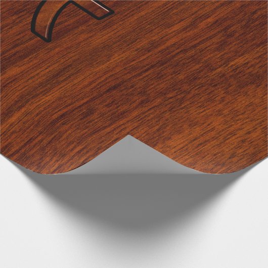 Pisces Zodiac Sign in Mahogany Wood Style Cadeaupapier (Hoek)