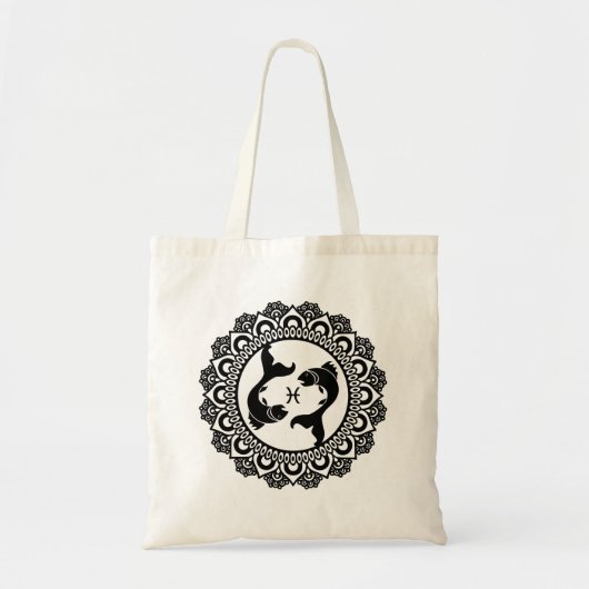 Pisces Zodiac Sign Mandala Tote Bag (Voorkant)