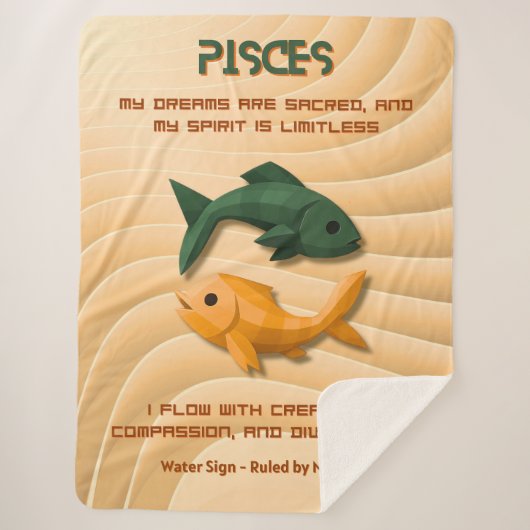 Pisces Zodiac Sign Modern 3D Astrology Design Sherpa Deken (Voorkant)