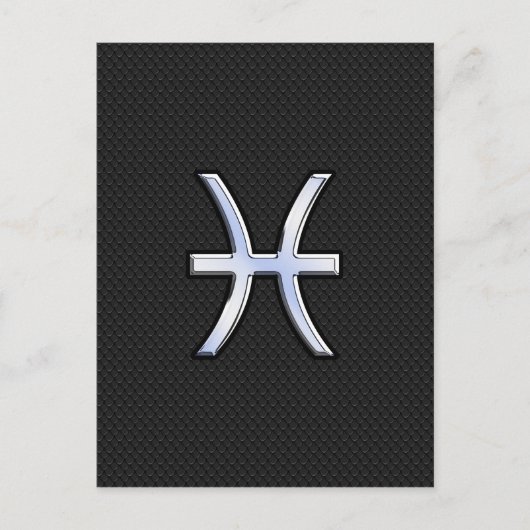 Pisces Zodiac Sign on Black Snake Skin Decor Briefkaart (Voorkant)