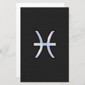 Pisces Zodiac Sign on Black Snake Skin Decor Briefpapier (Voorkant / Achterkant)