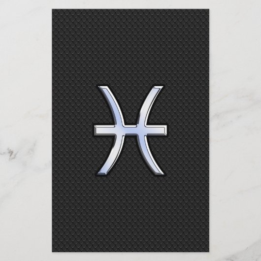 Pisces Zodiac Sign on Black Snake Skin Decor Briefpapier (Voorkant)