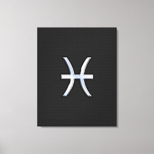Pisces Zodiac Sign on Black Snake Skin Decor Canvas Afdruk