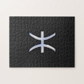 Pisces Zodiac Sign on Black Snake Skin Decor Legpuzzel (Horizontaal)