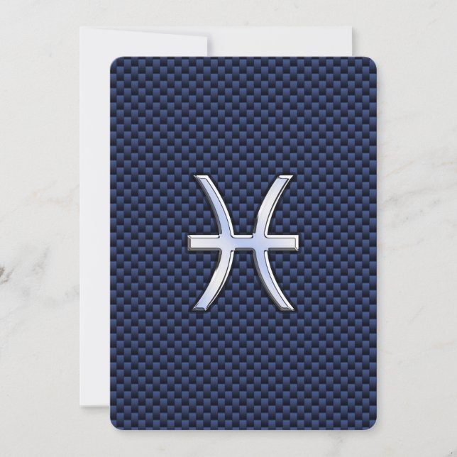 Pisces Zodiac Sign on Blue Carbon Fiber Print (Voorkant)