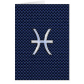 Pisces Zodiac Sign on Blue Carbon Fiber Print (Voorkant)