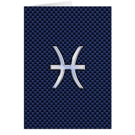Pisces Zodiac Sign on Blue Carbon Fiber Print (Voorkant)