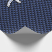 Pisces Zodiac Sign on Blue Carbon Fiber Print Cadeaupapier (Hoek)
