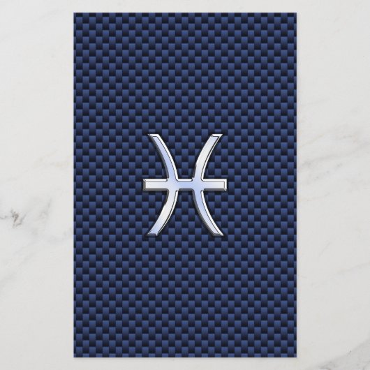 Pisces Zodiac Sign on Blue Carbon Fiber Print Flyer (Voorkant)