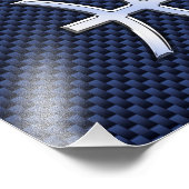 Pisces Zodiac Sign on Blue Carbon Fiber Print Foto Afdruk (Hoek)