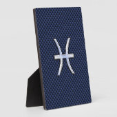 Pisces Zodiac Sign on Blue Carbon Fiber Print Fotoplaat (Zijkant)