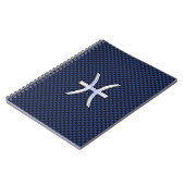 Pisces Zodiac Sign on Blue Carbon Fiber Print Notitieboek (Linkerzijde)