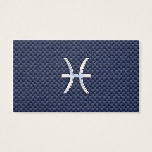 Pisces Zodiac Sign on Blue Carbon Fiber Print Visitekaartjes (Voorkant)
