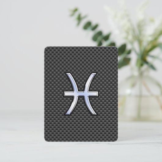 Pisces Zodiac Sign on Carbon Fiber Print (Staand voorkant)