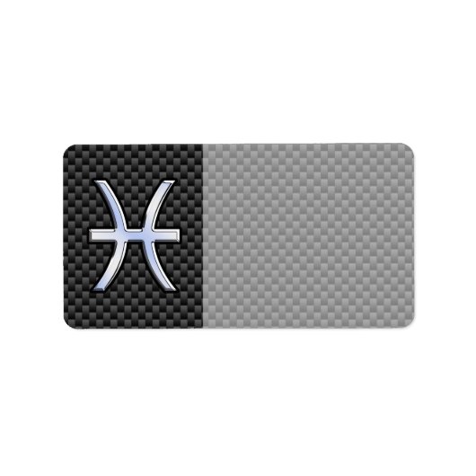 Pisces Zodiac Sign on Carbon Fiber Print Etiket (Voorkant)